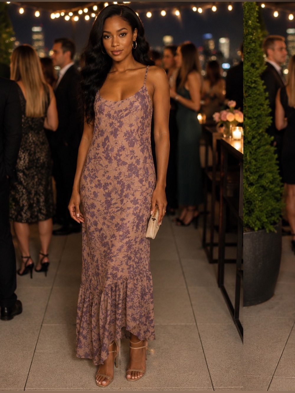 a new day Mauve Floral Slip Maxi Dress